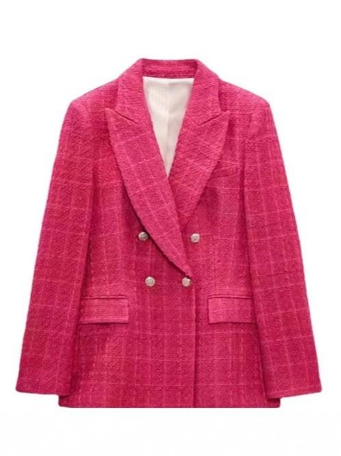 European and American women's clothing textured double-breasted blazer autumn and winter new fashion casual top