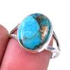 Кольцо из чистого серебра 925 пробы с натуральным бирюзовым медным камнем S.8 W6p94