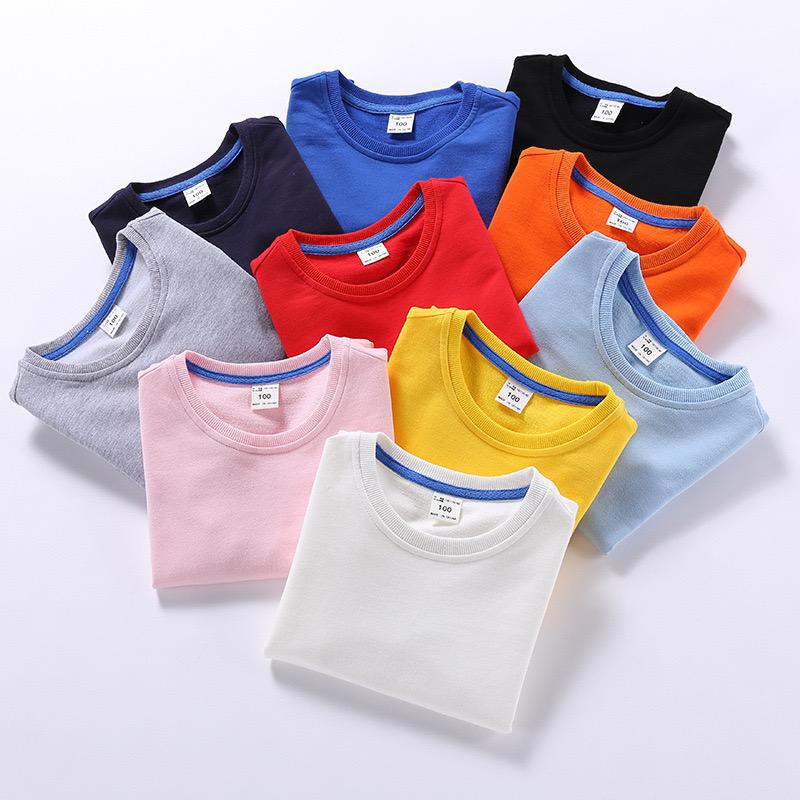 Spring Children's Cotton sweatshirt Boy and Girl Casual Solid Plain Hoodies Tops 3-10 Years Kids Long Sleeve T-shirt Cltohes