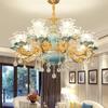 Chandelier Luxury Crystal Blue Ceramic For Living Room Ceiling Lamp Villa Bedroom Dining Room Indoor Home Decor Lighting Fixture
