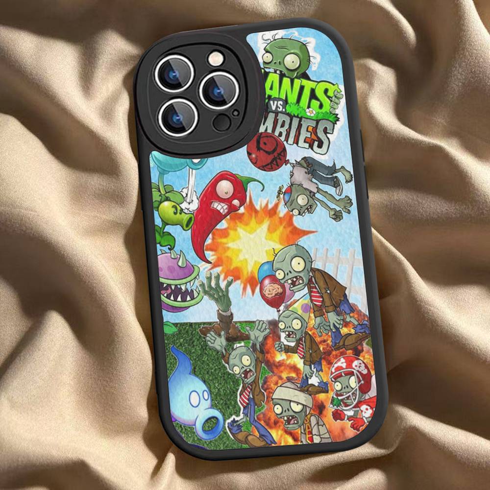 Чехол для телефона Plants vs Zombies для iPhone 16 15 14 13 Pro Max 11 12 Plus Кожаный силиконовый чехол