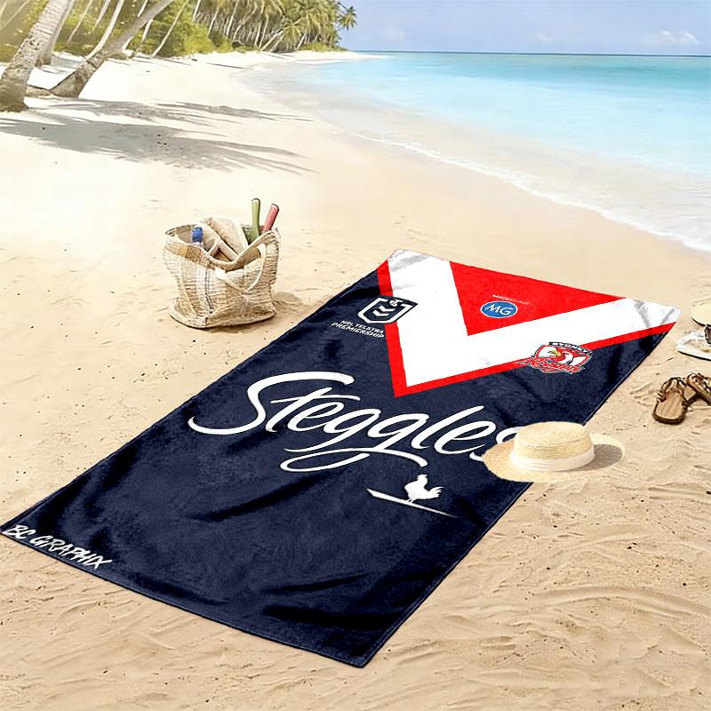 Go Sydney Roosters Print Beach Towel, Large Soft Quick Dry Towel for Beach Camping Swimming