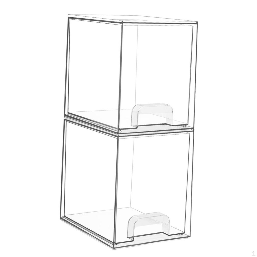 Clear Makeup Storage Box with Cover Multiuse Organizer for Living Room