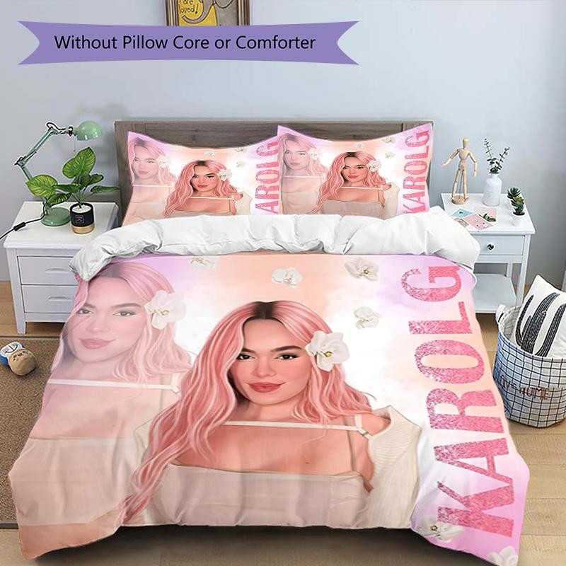 3pcs Duvet Cover Set (1*Duvet Cover + 2*Pillowcase, Without Core), Karol G Print Bedding Set, Bedroom Decor, All‑Season, Birthday Gift