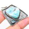 Natural Republic Larimar,Blue Topaz Stone 925 Sterling Silver Pendant 2.09" B5o53