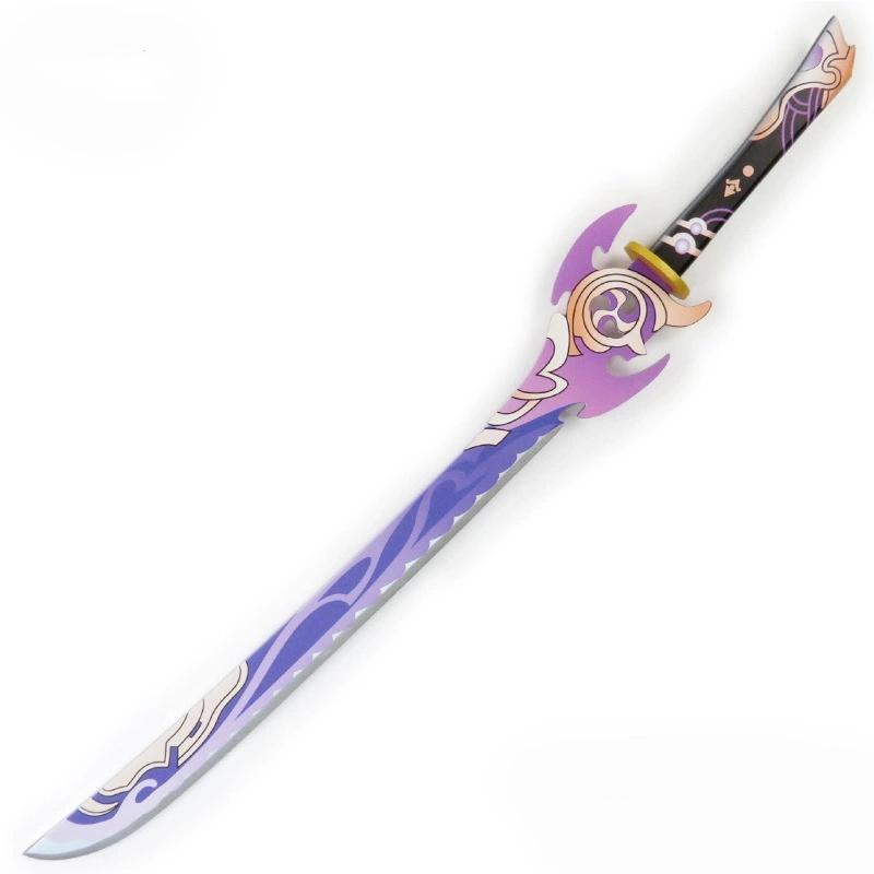 100cm Genshin Impact Katana Beelzebul Sword Anime Raiden Shogun Cosplay Prop Ninja Knife Real Japanese Katana Samurai Sabre Toy