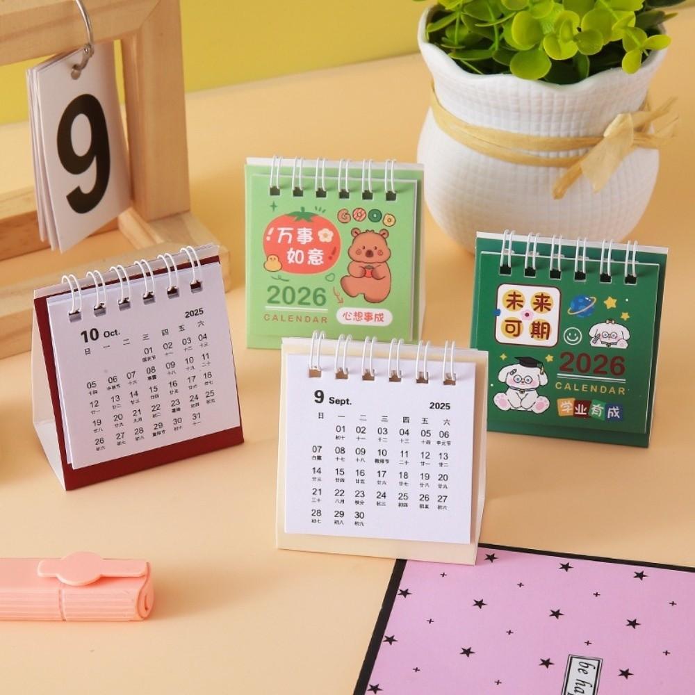 Coil Binding 2026 Desk Calendar Mini Standing Calendar Cute Daily Planner  Desktop Decoration