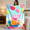 Peppa Pig Print Flannel Blanket Cozy Warm Plush Throw Blanket For Bed Sofa Couch Indoor Household Use
