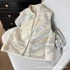 2025 Ранняя весна Сатиновый жилет Женский топ без рукавов Жилет Жаккардовый жилет на пуговицах