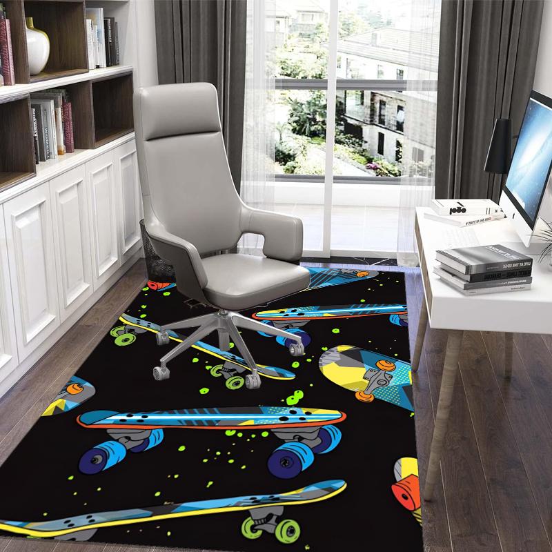 skateboard Printed Carpet, for Office Chair Living Room Bedroom Kitchen Room Decor Gifts.
