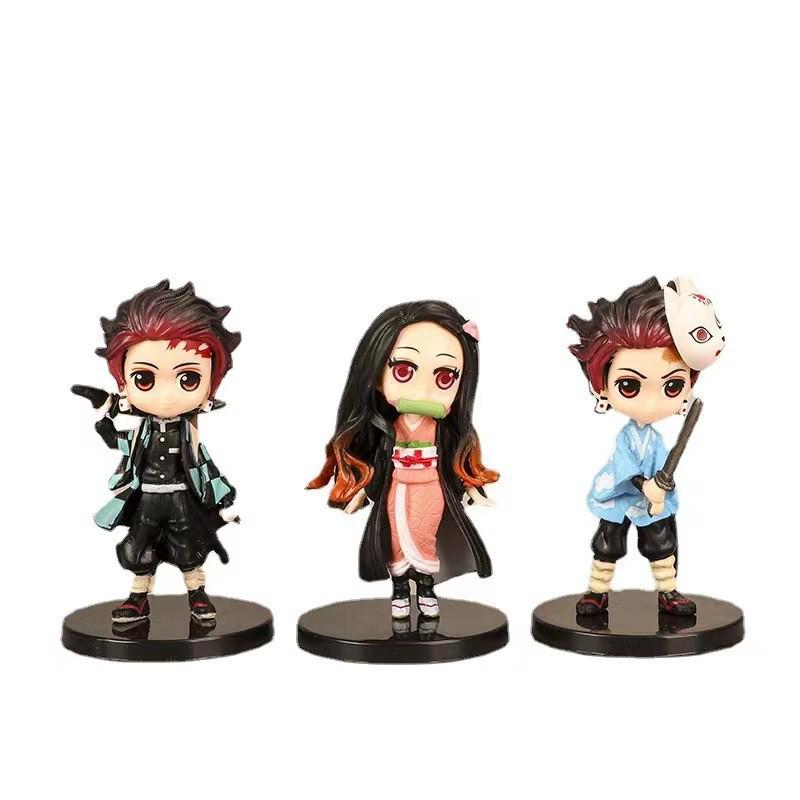 Demon Slayer Q Version 6-Piece PVC Figure Set: Anime Cake Decoration Ornaments