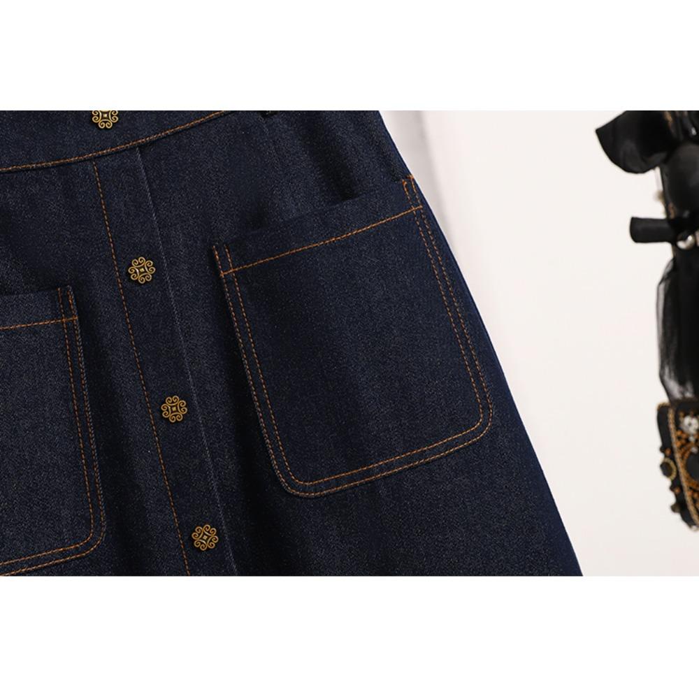 DIMANAF 2025 Эластичные джинсовые юбки больших размеров Женские А-силуэта Модная свободная юбка с высокой талией Винтажная макси