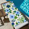 Cream Base Blue Flower Blueberry Leaf Beach Blanket Soft Large Blanket For Beach Pool Summer Picnic