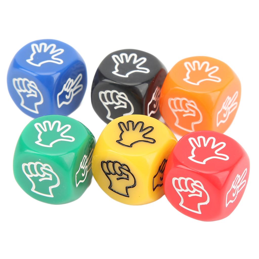 12Pcs Finger Guessing Game Dice 6 Sided 6 Colors 20mm Rock Paper Scissors Game Dice for Adults Kids Family Party