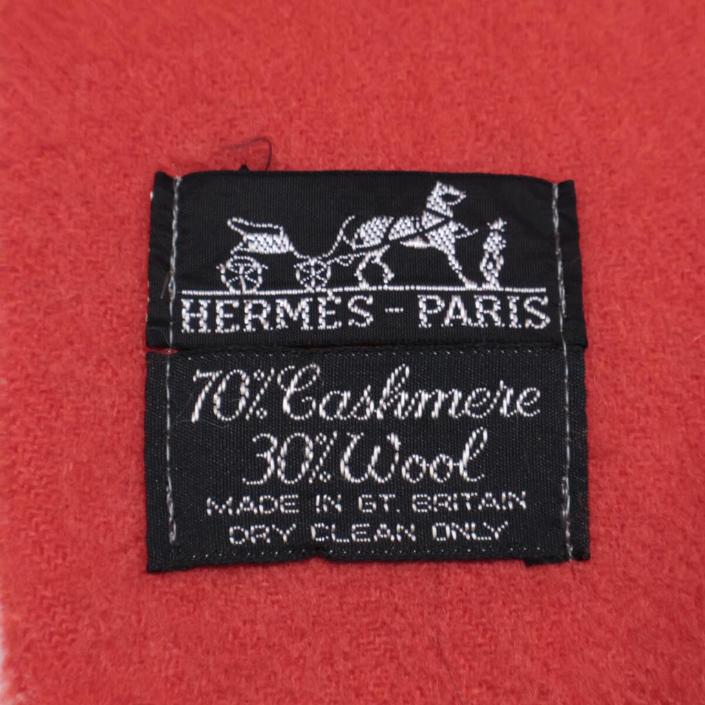 Hermes Cashmere/wool Fringe Scarf OrangeUsed