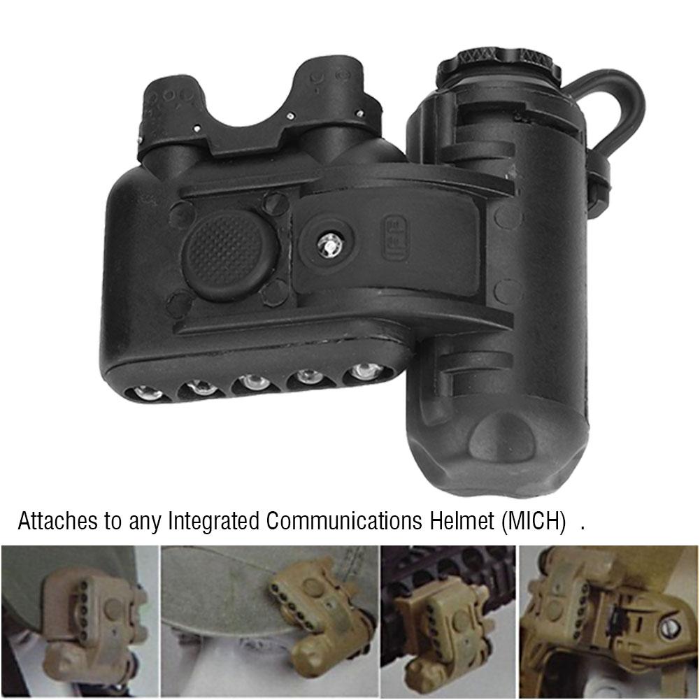 Тактический военный фонарь для шлема, полевой сигнальный фонарь для выживания (черный)