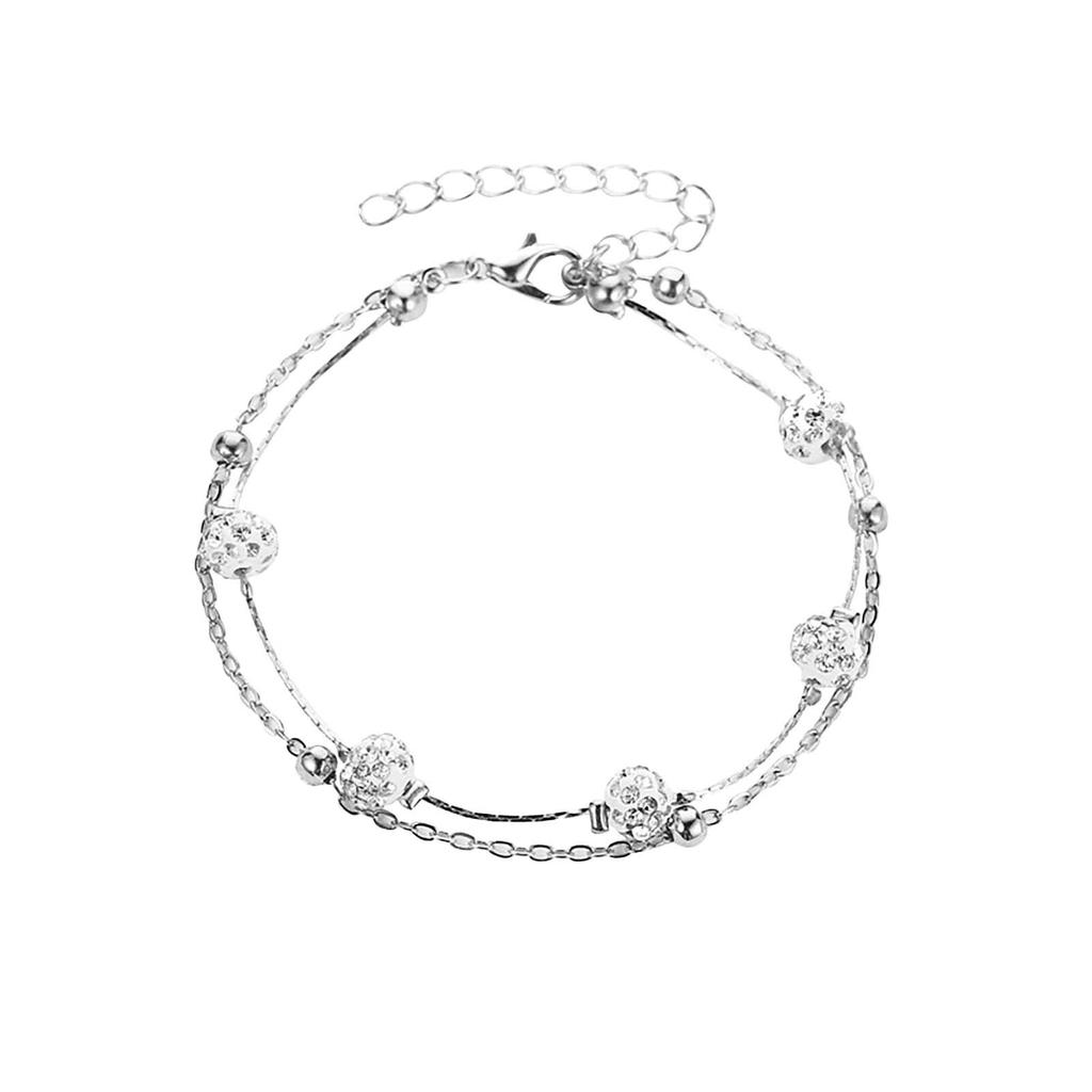 Модный браслет с бриллиантовым шаром и кристаллом, двойной ножной браслет, пляжные украшения для ног