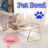 Двойная миска для домашних животных, прозрачная миска для кошек на высоких ножках, миска для питья воды, корм для кошек с золотой подставкой, приподнятая поилка для воды, миска для собак, принадлежности