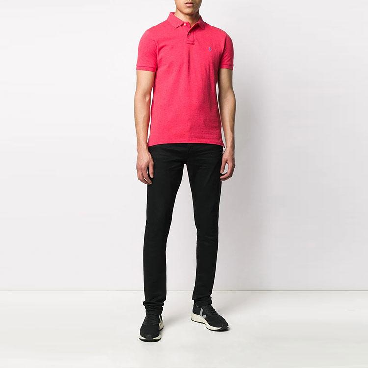 Polo Ralph Lauren вышитый логотип однотонная рубашка поло с коротким рукавом мужская розовая 710680784-126