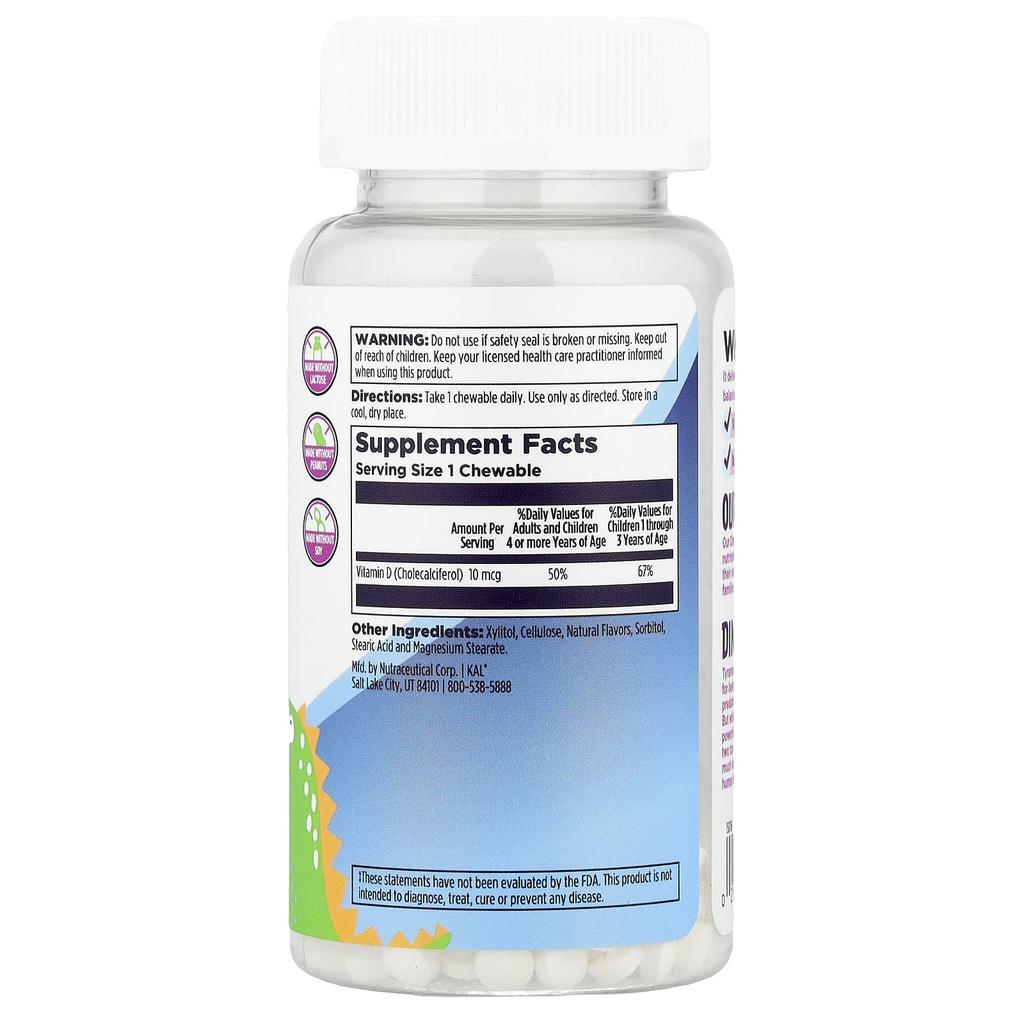 Dinosaurs®, Vitamin D-Rex™, Bubblegum, 90 Chewable Tablets (10Mcg per Chewable Tablet)