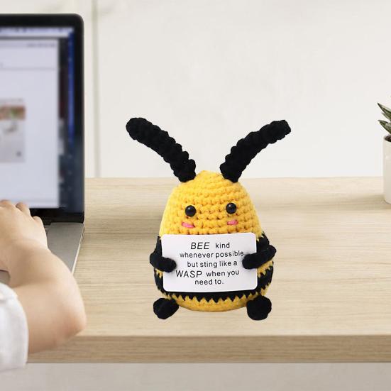 Позитивная кукла-картошка, ручная работа, эмоциональная поддержка, вязаная крючком игрушка с поощрительной открыткой, мягкая