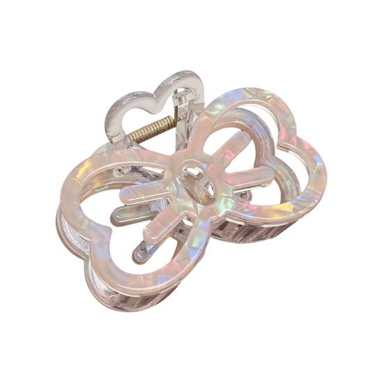 Hair Claw Hollow Bow Shape Colorful Transparent Texture Stable Grip Shark Clip Bun Half-Tied Hair