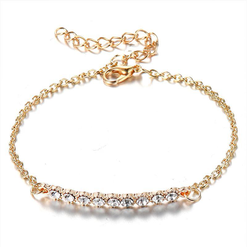 Stylish Women's Rhinestone Bracelet With Gold Plated Chain And Classic Look