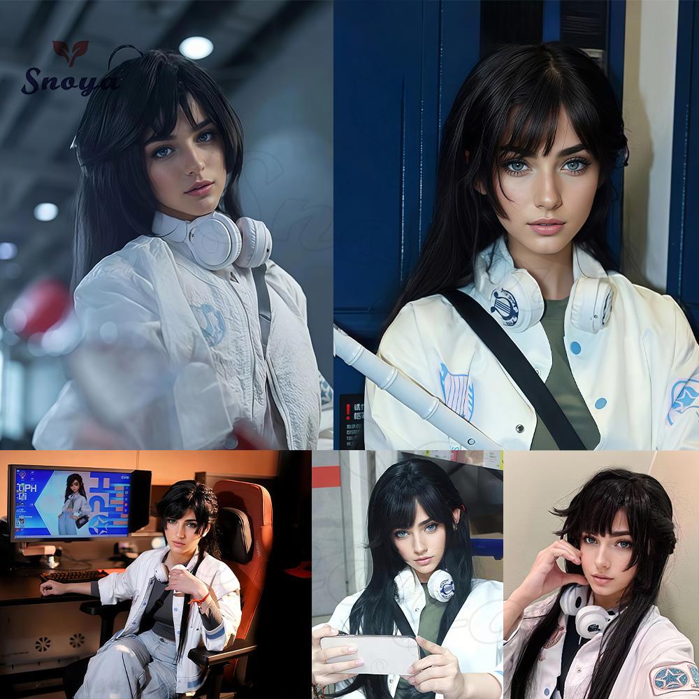 Snoya Identity V Antiquarian Qi Shiyi OPH.QI Cosplay Wig Black Long Straight Heat Resistant Synthetic Hair for Game Anime Cos