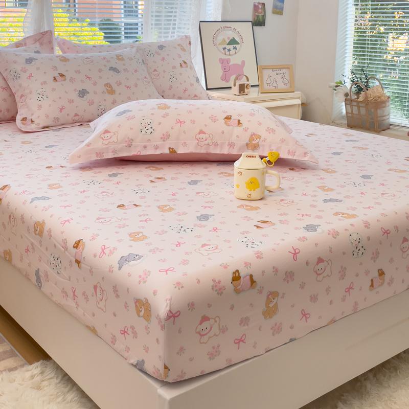 100%Cotton Bed Sheets Flower Printed Fitted Sheets for Bed Sábanas Para camaQueen/King Bed Sheet Cotton(without Pillowcase)