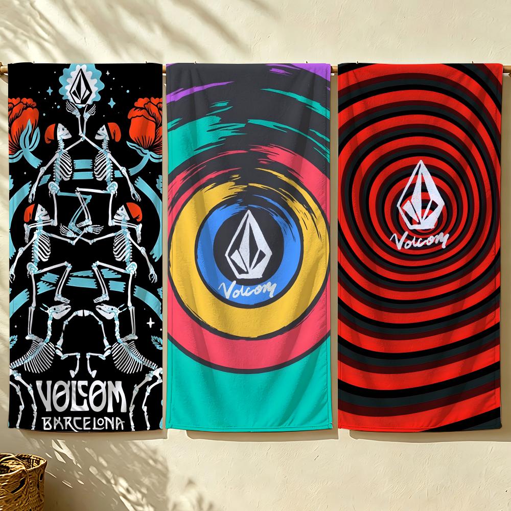 Бренд V-Volcom Полотенце пляжное, быстросохнущее впитывающее банное полотенце для плавания, спортзала, кемпинга, отдыха на природе