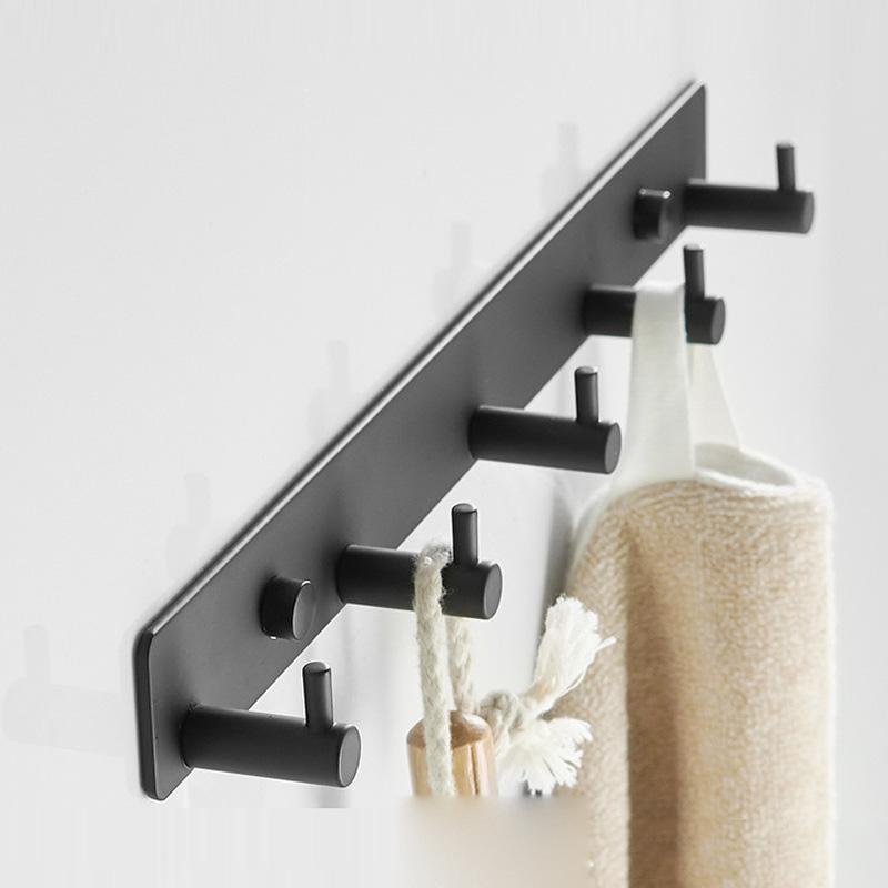 Hotaan Black and White Color Coat Robe Hook Wall Mount Towel Holder Bathroom Accessories Organizer Luxury Clothes Hook Rack