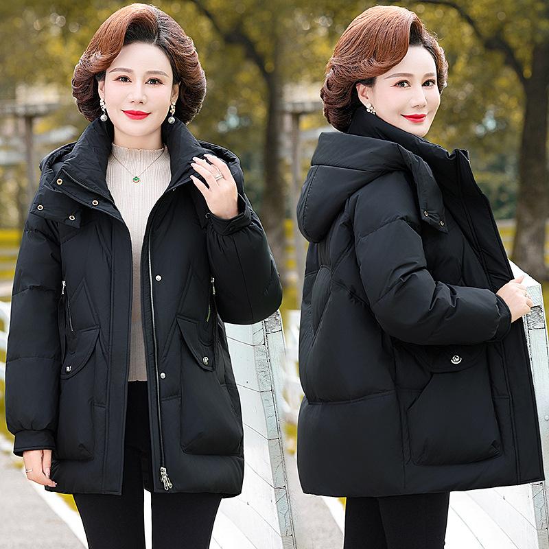 Пуховик женский средней и длинной длины, зимний, толстый и теплый, с капюшоном, для женщин среднего и пожилого возраста