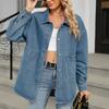 Женская модная универсальная классическая ретро однотонная джинсовая куртка с лацканами, длинными рукавами и карманом, свободного кроя