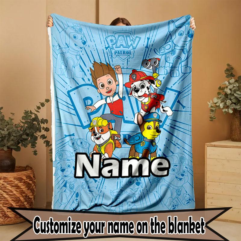 Custom Name Personalized PAW Patrol Print Blanket, Home Decor, Bedroom, Sofa, Camping, Couch, Gifts for Birthday Christmas