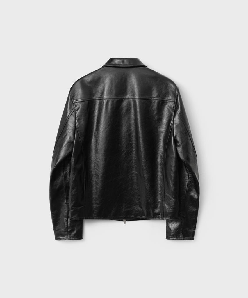 Belier Urban Solid Leather Jacket - Liquid Black