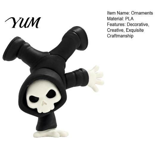 Tabletop Spooky Accents 3D Printed Upside-Down Reaper Ghost Ornament, Creative Statue, Funny Halloween Novelty Present Skull Figurine for Home Office