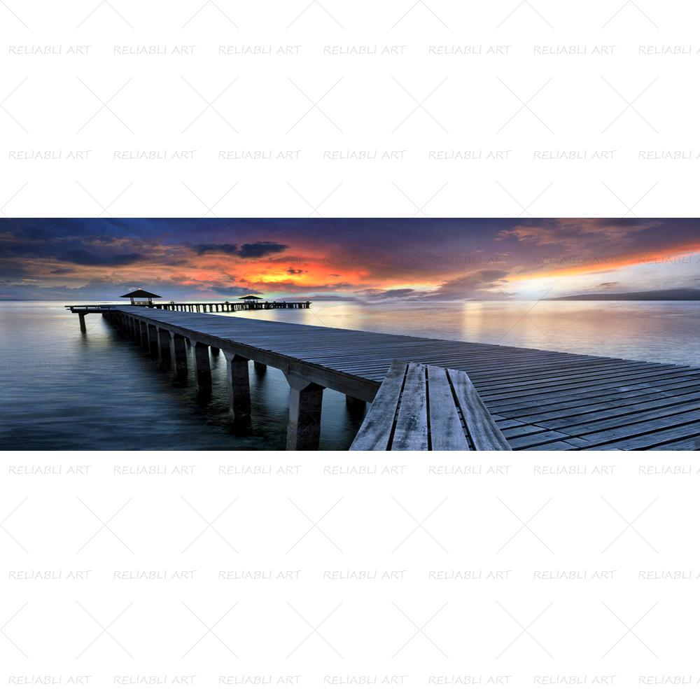 Деревянный мост, постеры и принты, холст, картина, Настенный декор, озеро, небо, пейзаж, настенное искусство для гостиной, современный домашний декор, без рамки