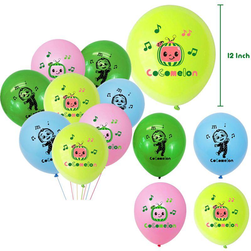 Многоцветные латексные шары в стиле Cocomelon, необходимые для украшения веселой детской вечеринки по случаю дня рождения