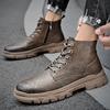 Fashion New Handmade Men Casual Shoes Lace Up Outdoor Ankle Boots High Top Mens Comfortable Sneakers Brand All-match Motorcycle Boots