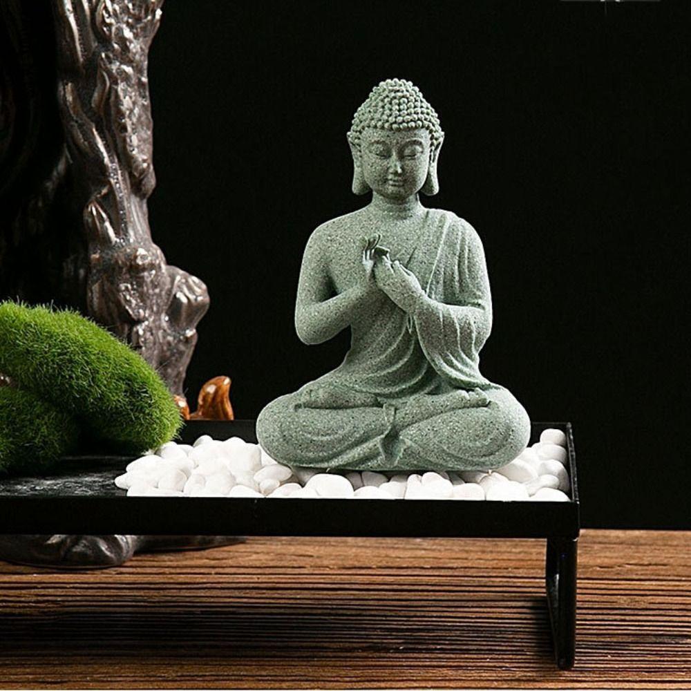 Sitting Posture Sandstone Buddha Oriental Culture Buddhist Ornament Creative   Desk