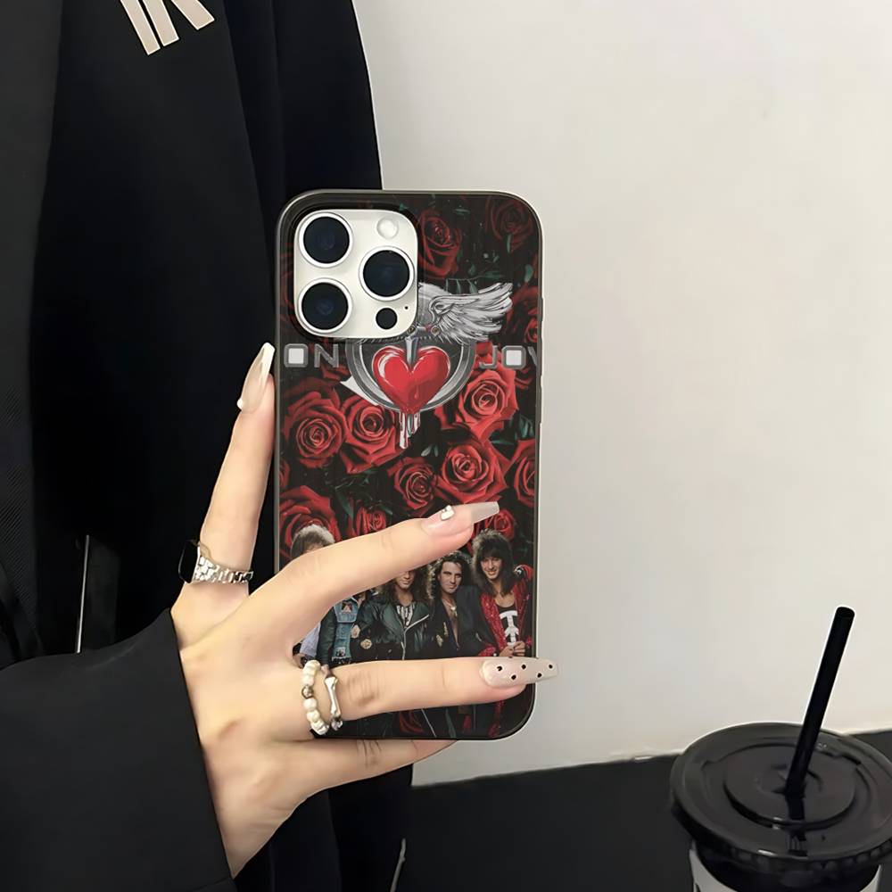 Чехол для телефона Rock Band B-Bon Classic J-JoviS для iPhone 17 16 15 14 13 12 11 Pro Max Plus Pro Air, задняя крышка с гофрированной полосой