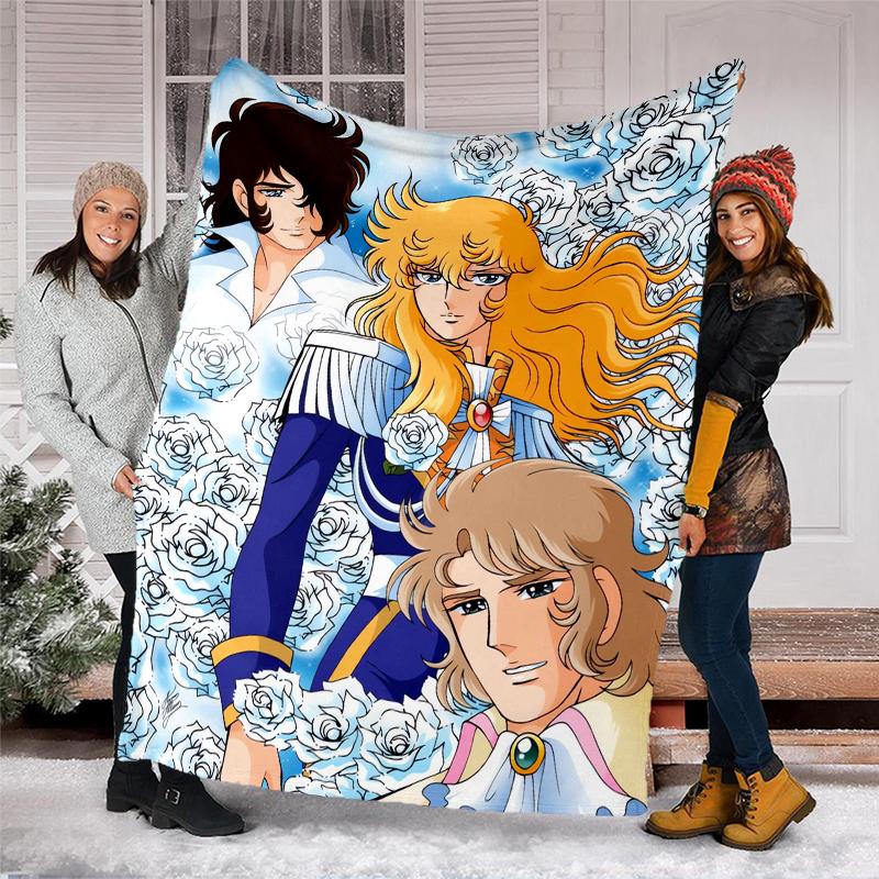 The Rose of Versailles Theme Printed Blanket - Perfect for Couch, Bed, Travel & Outdoor Use | Machine Washable, Cozy & Durable.