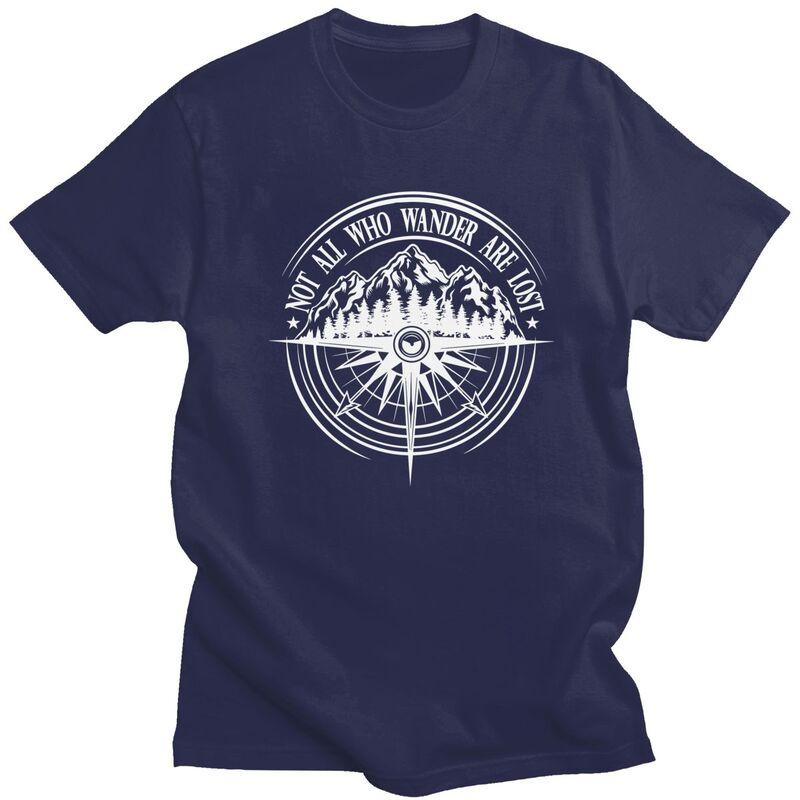 Custom Not All Who Wander Are Lost Mountain Compass T Shirt Men Short Sleeve 100 Cotton Tshirt Casual Tees Fashion Tshirts