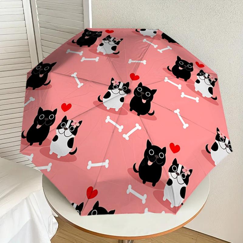 1pc Cat Heart Pattern Automatic Open/Close Umbrella, 8-Rib Sturdy Frame, Umbrella for Travel, Everyday, Formal Events yy251126035