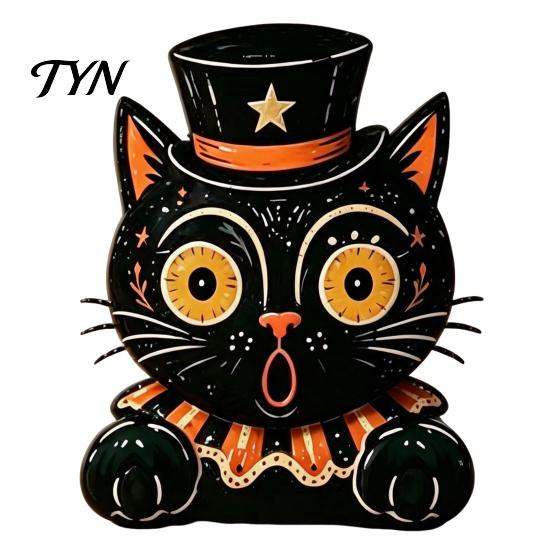 Small Wood Ornament Vintage Halloween Wooden Figurine, Rustic Witch Zombie Cat Owl Frog Tabletop Decorative Figurine Ornament, Farmhouse Tiered