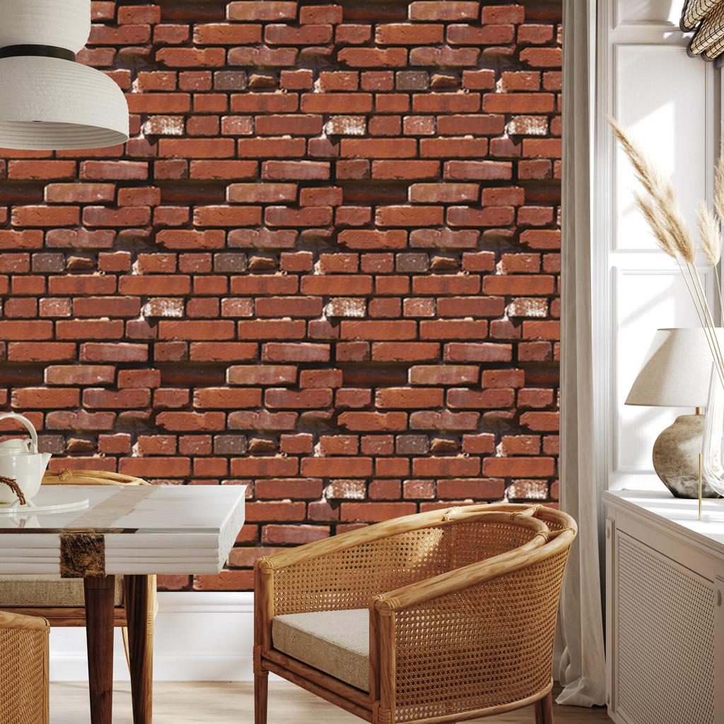 Red brick wallpaper for living room and bedroom 50x1000