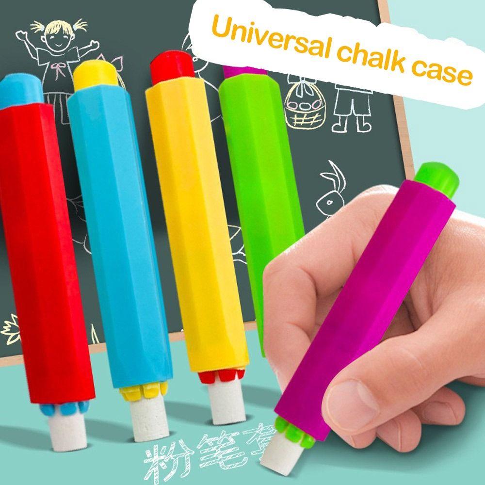 5Pcs/Set Colourful Chalk Protector Dustless Chalk Clip Durable Chalk Holder