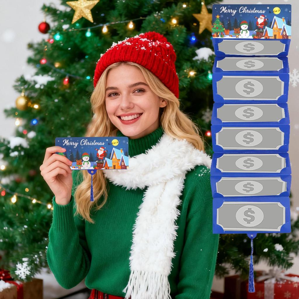 Рождественский кошелек для денег, поздравительная открытка, креативные держатели для денежных карт, сувенир для вечеринки, складные праздничные открытки с кисточкой и конвертом