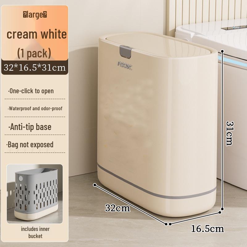 Gap High-Capacity Trash Can with Lid for Bathroom, Kitchen, and Living Room