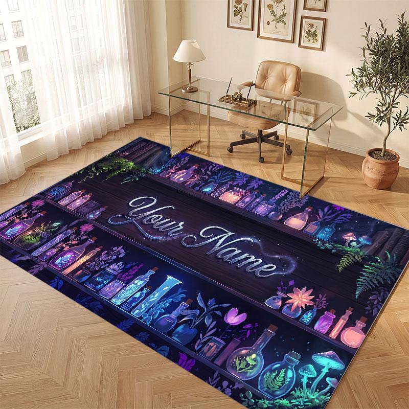 Personalized Name Designs Theme Crystal Velvet Floor Rug Personalized Custom Name Text Warm Carpet Home Decoration